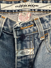 Load image into Gallery viewer, Experience a one-of-a-kind find with these Rare Vintage Marithe&#39; Francois Girbaud Jeans! With a high-waisted silhouette and measurements of 28&quot; waist, 32&quot; hips, 29&quot; inseam, and 41&quot; length, these jeans are a must-have for your stylish wardrobe. Don&#39;t mi...