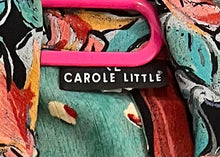 Load image into Gallery viewer, This Vintage Carole Little blouse is adorned with charming rose buttons and features a playful tie front. Measurements include a 34&quot; chest, 23&quot; sleeves, and a length of 19 1/2&quot;.