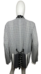 A large black and white vintage Surya cardigan jacket. Measured FlatChest - 39"Sleeve - 23"Length - 34"