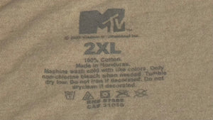 Get ready to be the star of any throwback party with this quirky and playful Retro MTV T-Shirt! Featuring a v-neck cut and a classic 90's design, this extra large tan shirt is perfect for channeling your 90's nostalgia. Don't miss out on this piece of...