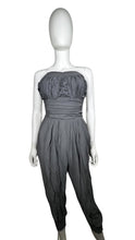 Load image into Gallery viewer, A medium grey jumpsuit without sleeves, featuring an elastic waist and ankles. Made by RND Los Angeles. Dimensions: 28&quot; chest, 20&quot; waist, 40&quot; hips, 25&quot; inseam, and length of 47&quot;.