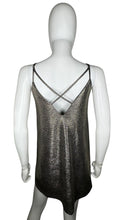 Load image into Gallery viewer, An extra small lame&#39; like material cocktail dress by Libby Story.      Measured Flat   Chest - 34&quot;   Waist - 35&quot;  Hips - 35&quot;  Length - ﻿31&quot;