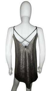 An extra small lame' like material cocktail dress by Libby Story.      Measured Flat   Chest - 34"   Waist - 35"  Hips - 35"  Length - ﻿31"