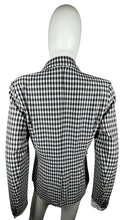 Load image into Gallery viewer, Introducing the Maison d&#39; Amelie blazer: a playful addition to your wardrobe. This black and white plaid patterned blazer measures flat at 30&quot; for the chest, with sleeves 24&quot; long and a total length of 29&quot;.