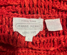 Load image into Gallery viewer, The Vintage Renee Tener for Jeanne Pierre Hand Knit Shirt comes in a playful shade of red, perfect for any day out! Its flat chest measures 38&quot; and it has a fun length of 17&quot;.