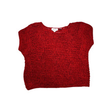 Load image into Gallery viewer, The Vintage Renee Tener for Jeanne Pierre Hand Knit Shirt comes in a playful shade of red, perfect for any day out! Its flat chest measures 38&quot; and it has a fun length of 17&quot;.