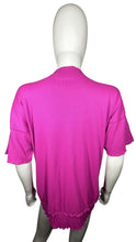 Load image into Gallery viewer, This Vintage Color Creations 80&#39;s-90&#39;s hand painted floral cotton shirt is fuchsia and full of personality. Measured Flat Chest - 40&quot; Length - 26&quot;.
