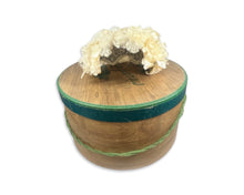 Load image into Gallery viewer, Add a touch of vintage chic to any outfit with this unique floral cream pillbox hat. The 7&quot; diameter crown is perfect for a retro-inspired wedding or photoshoot.