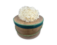 Load image into Gallery viewer, Add a touch of vintage chic to any outfit with this unique floral cream pillbox hat. The 7&quot; diameter crown is perfect for a retro-inspired wedding or photoshoot.