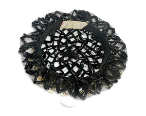 This vintage black hat by John Frederics features a beautiful basket weave and floral design. With a diameter of 7", it's the perfect statement piece for any outfit. This iconic designer also created hats for "Gone with the Wind". Add a touch of nostal...