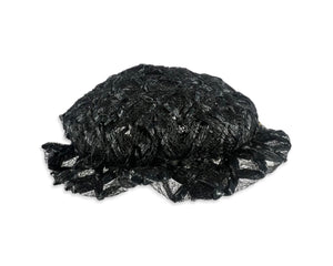 This vintage black hat by John Frederics features a beautiful basket weave and floral design. With a diameter of 7", it's the perfect statement piece for any outfit. This iconic designer also created hats for "Gone with the Wind". Add a touch of nostal...