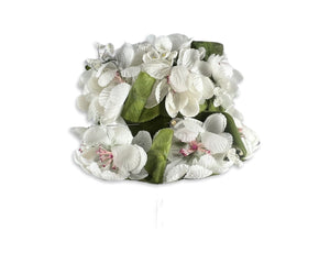 This vintage Union Made 1950's white Eremogone Kingii flower bucket hat is hand-made and the crown measures at 7 1/2 inches in diameter.