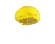 Load image into Gallery viewer, This super cool vintage yellow hat is handmade and measures a sweet 9 inches in diameter.