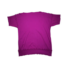 Load image into Gallery viewer, This Vintage Color Creations 80&#39;s-90&#39;s hand painted floral cotton shirt is fuchsia and full of personality. Measured Flat Chest - 40&quot; Length - 26&quot;.