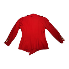 Load image into Gallery viewer, Experience the unique charm of the Vintage Alvin Bell Red Blazer, complete with stunning gold metal button accents on the sleeves and front. Enhance your style with this one-of-a-kind piece that measures 33&quot; in the chest and 22&quot; in the sleeves, with a...
