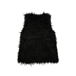 The H&M Black Faux Fur vest comes with pockets, measuring 32" in the chest and 24" in length.