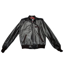 Load image into Gallery viewer, In perfect condition, this Vintage Brown Leather Members Only jacket is a rare find! The zip-up bomber jacket features a unique shoulder collar strap and has chest, sleeve, and length measurements of 40&quot;, 26&quot;, and 28&quot; when laid flat. Don&#39;t miss out on...