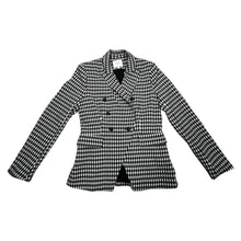 Load image into Gallery viewer, Introducing the Maison d&#39; Amelie blazer: a playful addition to your wardrobe. This black and white plaid patterned blazer measures flat at 30&quot; for the chest, with sleeves 24&quot; long and a total length of 29&quot;.