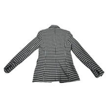Load image into Gallery viewer, Introducing the Maison d&#39; Amelie blazer: a playful addition to your wardrobe. This black and white plaid patterned blazer measures flat at 30&quot; for the chest, with sleeves 24&quot; long and a total length of 29&quot;.