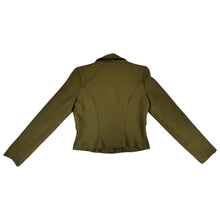 Load image into Gallery viewer, The Vintage Capacity Unlimited Blazer boasts a stunning olive green color and features gold buckle button embellishments. Perfect for any occasion, this blazer will add a touch of sophistication to your wardrobe. With flat chest measurements of 34&quot;, sl...
