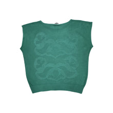 Load image into Gallery viewer, Score a totally adorable vintage 80&#39;s Herald Place knit top in seafoam green, complete with a playful floral design and in excellent condition.