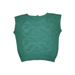 Score a totally adorable vintage 80's Herald Place knit top in seafoam green, complete with a playful floral design and in excellent condition.