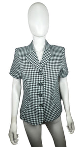 Vintage Sweet Suit Hounds Tooth button up top. Measured Flat Chest - 31" Length - 23"