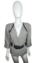 Load image into Gallery viewer, Vintage Perceptions Blazer is a blazer with black belt and houndstooth all over print. Measured Flat Chest - 30&quot; Sleeve - 17&quot; Length - 24 1/2&quot;