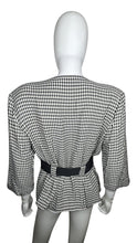 Load image into Gallery viewer, Vintage Perceptions Blazer is a blazer with black belt and houndstooth all over print. Measured Flat Chest - 30&quot; Sleeve - 17&quot; Length - 24 1/2&quot;