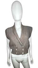 Load image into Gallery viewer, The Vintage JH Collectibles Cardigan Vest is a olive green lambs wool and rabbit hair cardigan vest.