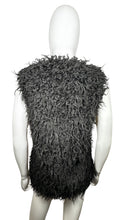 Load image into Gallery viewer, The H&amp;M Black Faux Fur vest comes with pockets, measuring 32&quot; in the chest and 24&quot; in length.