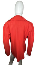 Load image into Gallery viewer, Experience the unique charm of the Vintage Alvin Bell Red Blazer, complete with stunning gold metal button accents on the sleeves and front. Enhance your style with this one-of-a-kind piece that measures 33&quot; in the chest and 22&quot; in the sleeves, with a...