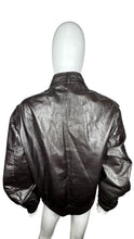 Load image into Gallery viewer, In perfect condition, this Vintage Brown Leather Members Only jacket is a rare find! The zip-up bomber jacket features a unique shoulder collar strap and has chest, sleeve, and length measurements of 40&quot;, 26&quot;, and 28&quot; when laid flat. Don&#39;t miss out on...