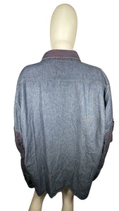 This Vintage Marithe Francois Girbaud Denim Shirt is a highly sought after item, featuring cargo red denim accents on the sleeve and collar. Although there are three lighter areas on the front, they are not very noticeable in person. When measured flat...