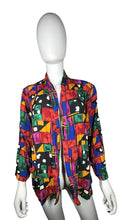 Load image into Gallery viewer, This is a Vintage South Coast colorful funky 80&#39;s-90&#39;s blazer with fun shapes on it. Measured Flat Chest - 36&quot; Sleeve -19&quot; Length - 28&quot;