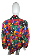 Load image into Gallery viewer, This is a Vintage South Coast colorful funky 80&#39;s-90&#39;s blazer with fun shapes on it. Measured Flat Chest - 36&quot; Sleeve -19&quot; Length - 28&quot;