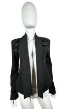 Load image into Gallery viewer, This Designer Madison Marcus Blazer comes in classic black and features feathers. When laid flat, it measures 32&quot; from chest to chest and has a sleeve length of 25 1/2&quot;. With a front length of 26&quot; and back length of 21&quot;, it&#39;s the perfect combination of...