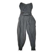 Load image into Gallery viewer, A grey medium sleeveless jumpsuit with elastic waist and ankles by RND Los Angeles.   Measured Flat  Chest - 28&quot; Waist - 20&quot; Hips - 40&quot; Inseam - 25&quot; Length - 47&quot;
