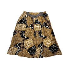 Load image into Gallery viewer, A vintage Norton McNaughton Petites 2-Piece Set with a abstract safari inspired button up short sleeve and skirt. Measured Flat TopChest - 40&quot;Sleeve - 10&quot;Length - 27&quot; Bottom Waist - 30&quot;Hips - 60&quot; Length - 30&quot;