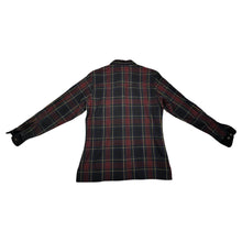 Load image into Gallery viewer, A small Vintage Western Wrangler button up with all over plaid print and velvet embellishment. Measured FlatChest - 32&quot;Sleeve - 23&quot;Length - 24&quot;