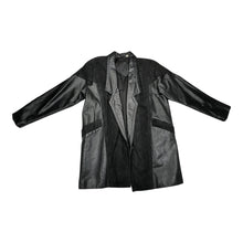 Load image into Gallery viewer, A rare stylish small black Vintage Preston &amp; York real leather and suede jacket from the 80&#39;s with a snakeskin pattern on the suede parts.  Measured Flat  Chest - 40&quot; Sleeve - 22&quot; Length - ﻿34&quot;