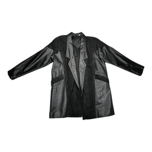 A rare stylish small black Vintage Preston & York real leather and suede jacket from the 80's with a snakeskin pattern on the suede parts.  Measured Flat  Chest - 40" Sleeve - 22" Length - ﻿34"