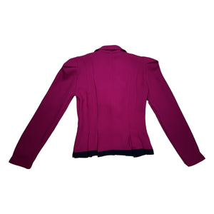 A statement blazer from Vintage Leslie Fay Petite Collections - in bold pink - rocks a sassy tie, plus a quartet of front buttons. Measurements: Chest - 34" (flat), Sleeve - 23", Length - 23".