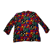 Load image into Gallery viewer, This is a Vintage South Coast colorful funky 80&#39;s-90&#39;s blazer with fun shapes on it. Measured Flat Chest - 36&quot; Sleeve -19&quot; Length - 28&quot;