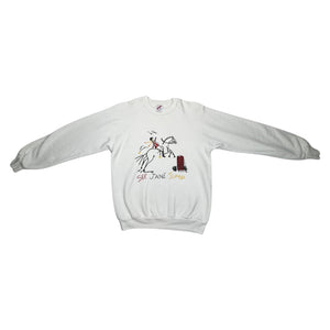 This is a Vintage Jerzeez see Jane jump sweatshirt.     Measured Flat   Length - 24"  Sleeve - 38"   