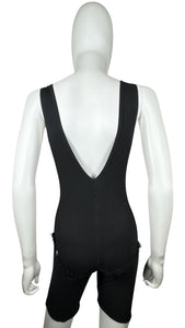 This Vintage Black and Gold Beaded Leotard has a stretchy and comfortable feel. Although it may show some wear and tear, it still holds its unique charm with a few holes and a missing bead on the chest. In the past, I had a skirt attached to the back t...