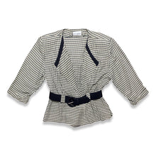 Load image into Gallery viewer, Vintage Perceptions Blazer is a blazer with black belt and houndstooth all over print. Measured Flat Chest - 30&quot; Sleeve - 17&quot; Length - 24 1/2&quot;
