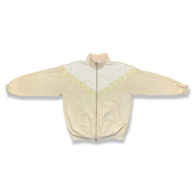 Vintage Beige, lace and pearl embellished casual jacket Measured Flat Chest - 32