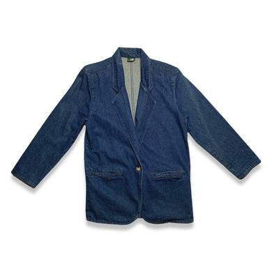 This is a vintage 80's Hunt Club Denim Blazer.  Measured Flat   Chest - 36