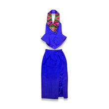 Load image into Gallery viewer, This stunning 80&#39;s Vintage En Francais set by Designer Huey Waltzer includes a top and skirt adorned with beautiful beading. The top features built-in breast cups and the skirt has a flirty slit in the front. When laid flat, the top measures 24&quot; across...